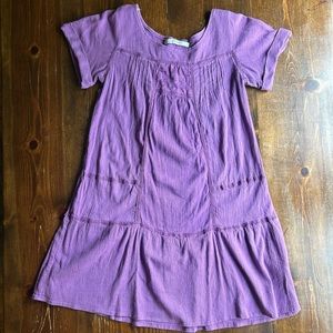 ZARA Purple Sheath Dress Size Medium with Embroidery and Gathering Boho Details